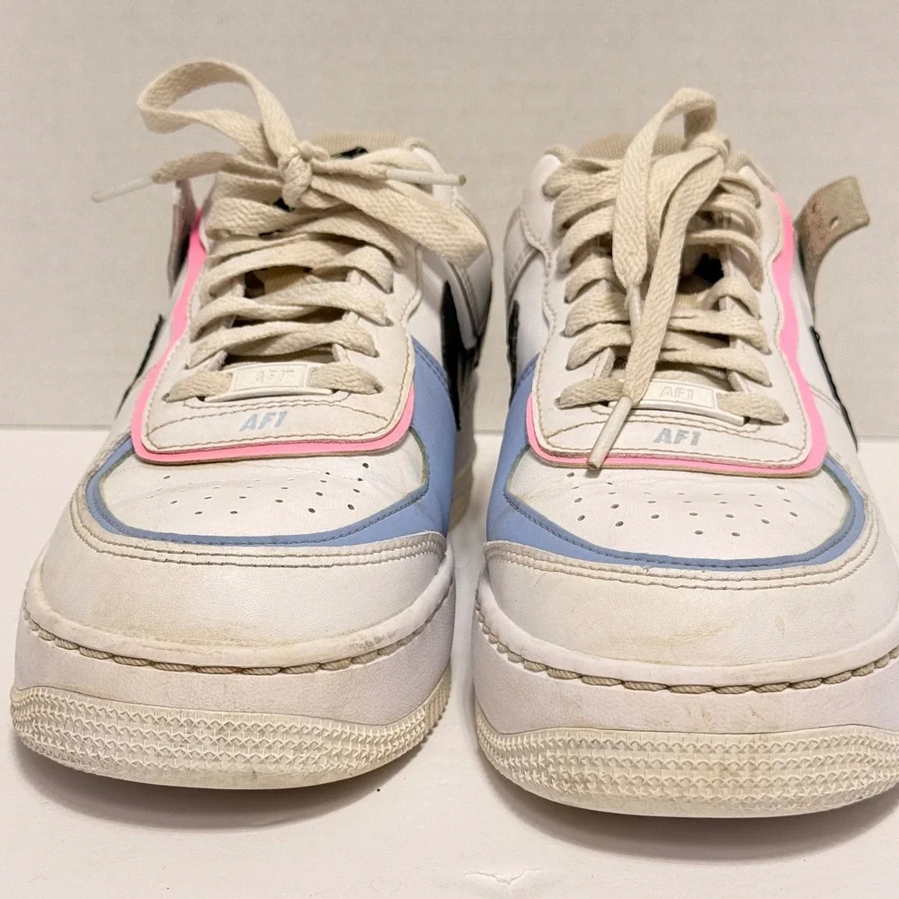 Nike Air Force 1‎ Shadow SE Casual Sneakers White Pink Blue Yellow Size 7.5